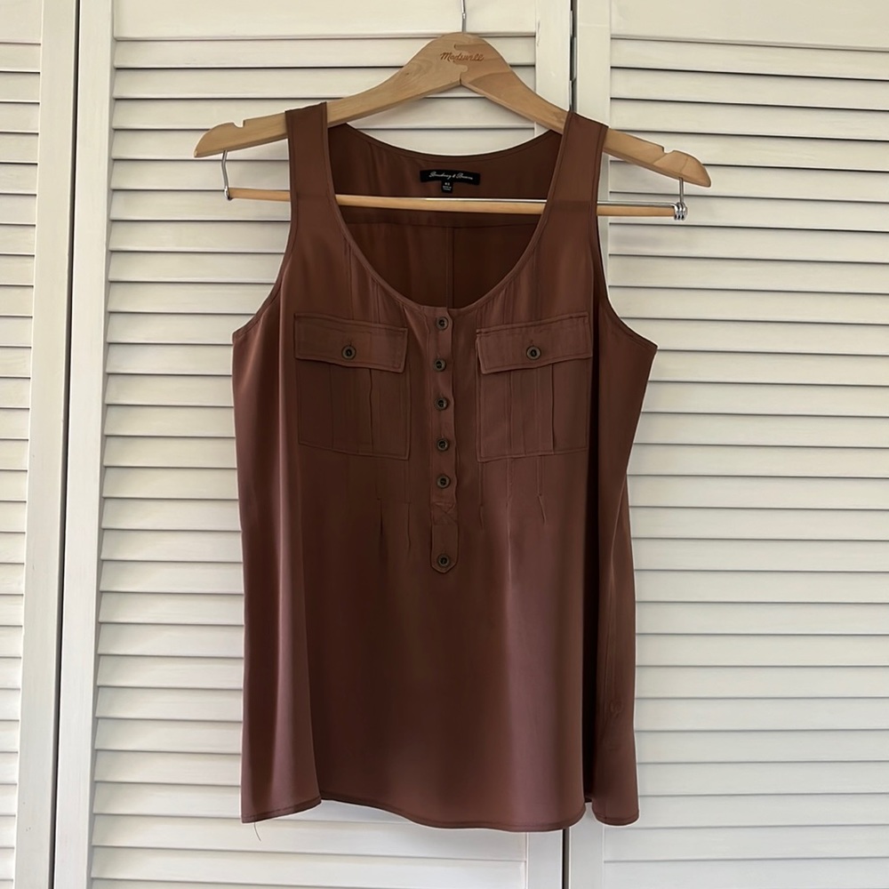 Madewell mauve silk tank with buttons